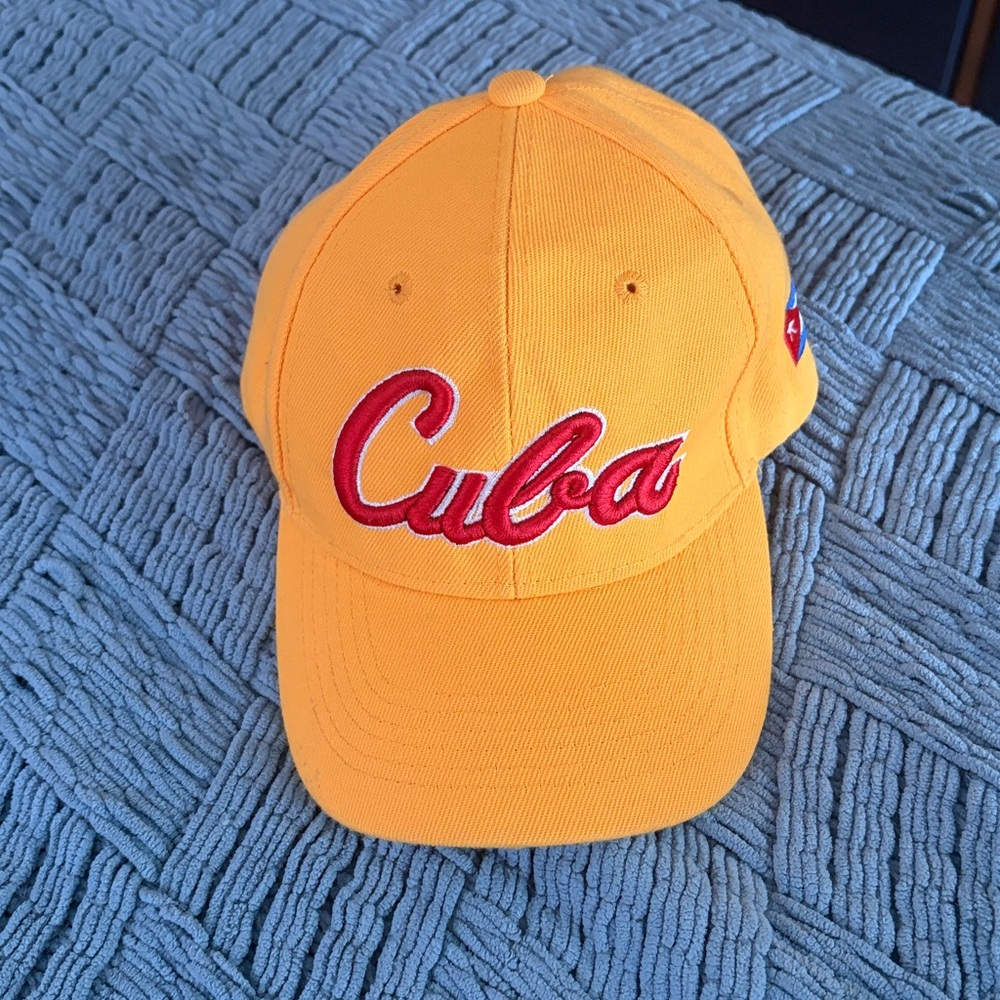 Yellow Baseball Cap with Red Embroidery